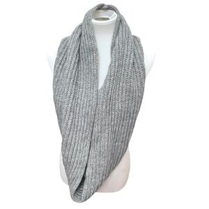 NWT Lauren Conrad women Knit Infinity Scarf Loop Gray Silver Metallic minimalist